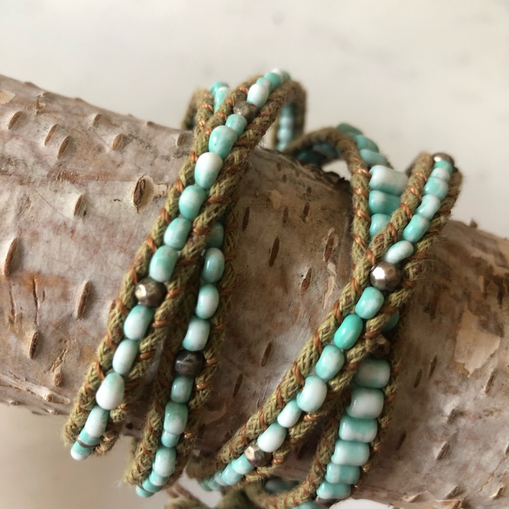 Turquoise color bead wrap bracelet